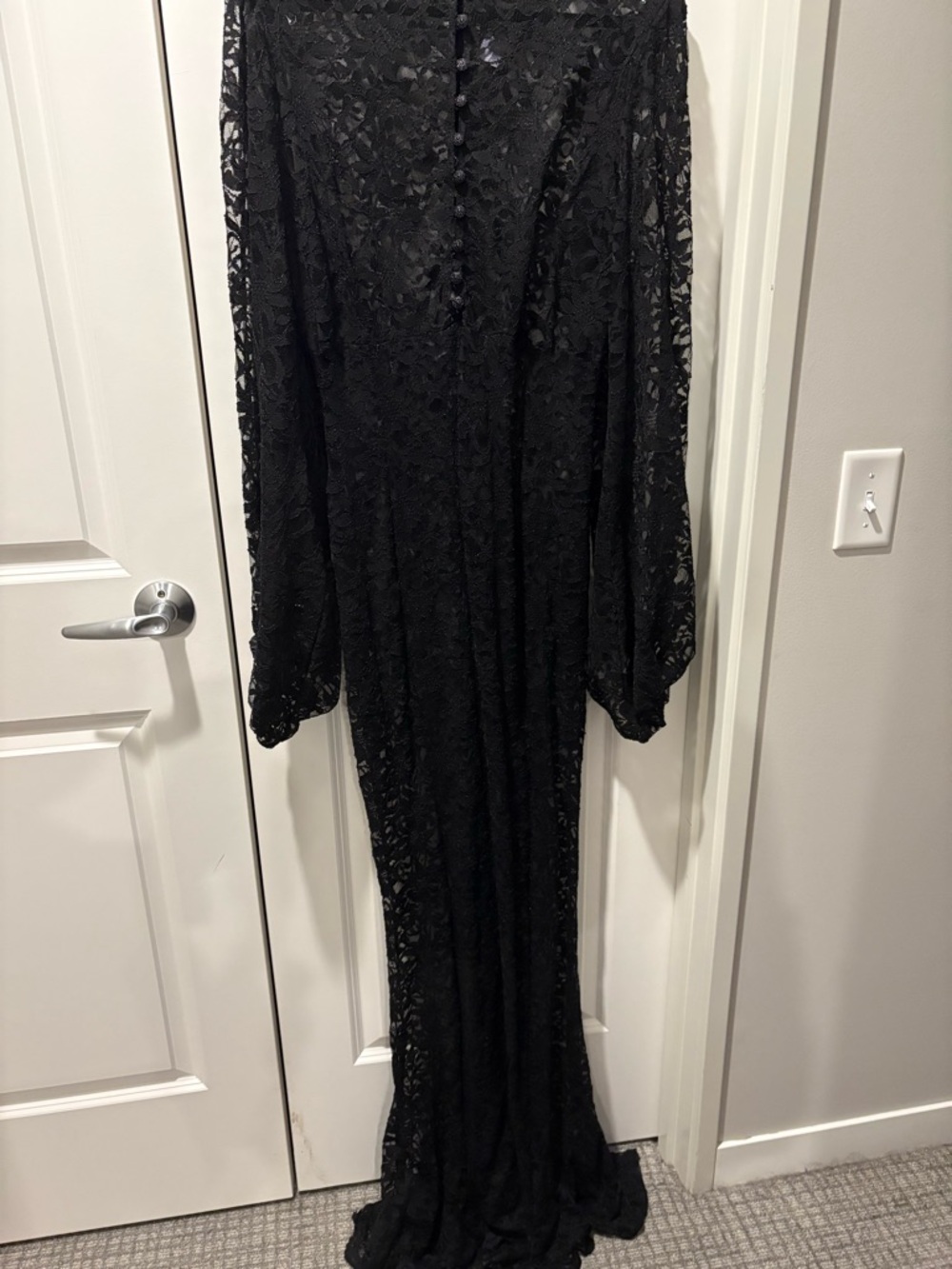 Black Lace Maxi Dress with Long Sleeves